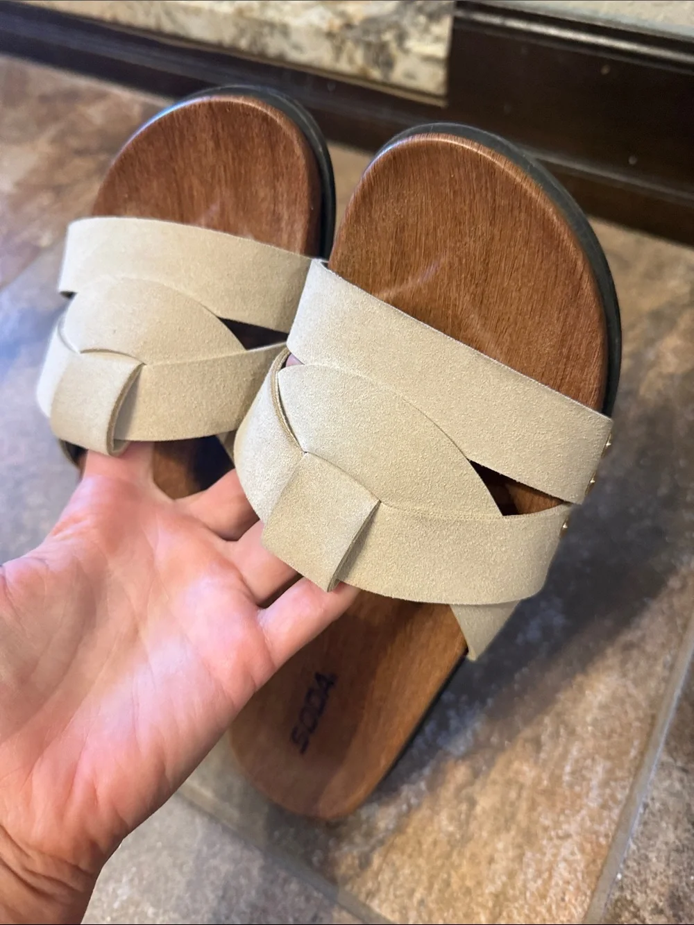 Soda Beige Braided Slide Sandals